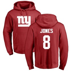 Daniel Jones Red Name & Number Logo - #8 Football New York Giants Pullover Hoodie