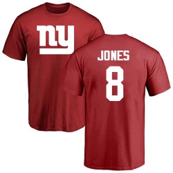 Daniel Jones Red Name & Number Logo - #8 Football New York Giants T-Shirt