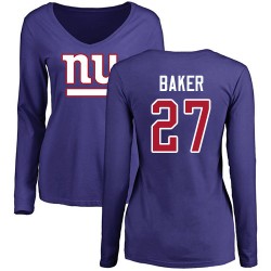 Deandre Baker Ash Name & Number Logo - #27 Football New York Giants Long Sleeve T-Shirt