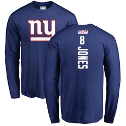 Daniel Jones Royal Blue Backer - #8 Football New York Giants Long Sleeve T-Shirt