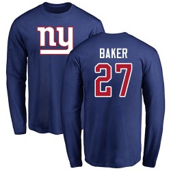 Deandre Baker Royal Blue Name & Number Logo - #27 Football New York Giants Long Sleeve T-Shirt