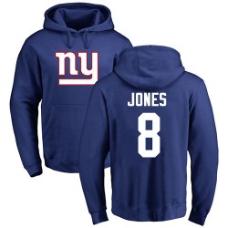 Daniel Jones Royal Blue Name & Number Logo - #8 Football New York Giants Pullover Hoodie