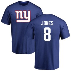Daniel Jones Royal Blue Name & Number Logo - #8 Football New York Giants T-Shirt
