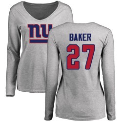 Deandre Baker Red Name & Number Logo - #27 Football New York Giants Long Sleeve T-Shirt