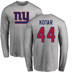 Doug Kotar Ash Name & Number Logo - #44 Football New York Giants Long Sleeve T-Shirt