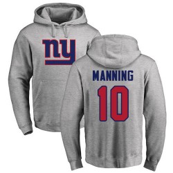 Eli Manning Ash Name & Number Logo - #10 Football New York Giants Pullover Hoodie