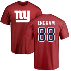 Evan Engram Red Name & Number Logo - #88 Football New York Giants T-Shirt