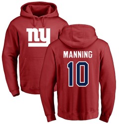 Eli Manning Red Name & Number Logo - #10 Football New York Giants Pullover Hoodie