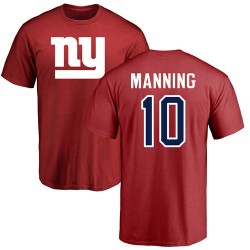Eli Manning Red Name & Number Logo - #10 Football New York Giants T-Shirt