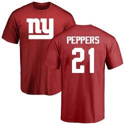 Jabrill Peppers Red Name & Number Logo - #21 Football New York Giants T-Shirt