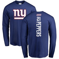 Jabrill Peppers Royal Blue Backer - #21 Football New York Giants Long Sleeve T-Shirt