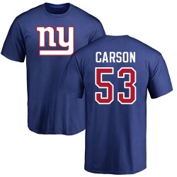 Harry Carson Royal Blue Name & Number Logo - #53 Football New York Giants T-Shirt