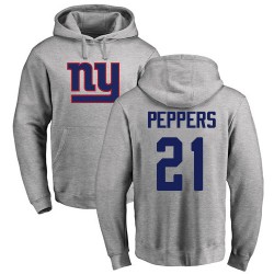 Jabrill Peppers Ash Name & Number Logo - #21 Football New York Giants Pullover Hoodie