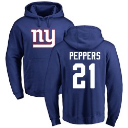 Jabrill Peppers Royal Blue Name & Number Logo - #21 Football New York Giants Pullover Hoodie