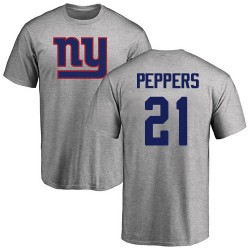 Jabrill Peppers Ash Name & Number Logo - #21 Football New York Giants T-Shirt