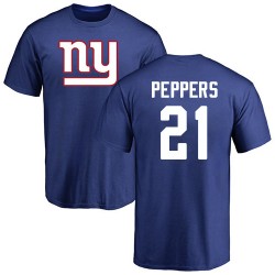 Jabrill Peppers Royal Blue Name & Number Logo - #21 Football New York Giants T-Shirt