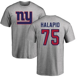 Jon Halapio Ash Name & Number Logo - #75 Football New York Giants T-Shirt