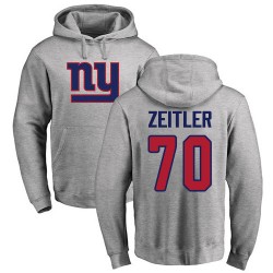 Kevin Zeitler Ash Name & Number Logo - #70 Football New York Giants Pullover Hoodie
