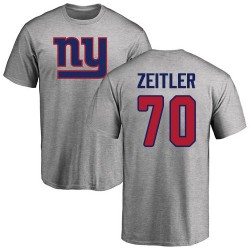 Kevin Zeitler Ash Name & Number Logo - #70 Football New York Giants T-Shirt