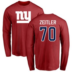 Kevin Zeitler Red Name & Number Logo - #70 Football New York Giants Long Sleeve T-Shirt