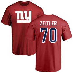 Kevin Zeitler Red Name & Number Logo - #70 Football New York Giants T-Shirt
