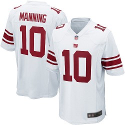 Game Men's Eli Manning White Road Jersey - #10 Football New York Giants