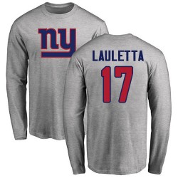 Kyle Lauletta Ash Name & Number Logo - #17 Football New York Giants Long Sleeve T-Shirt