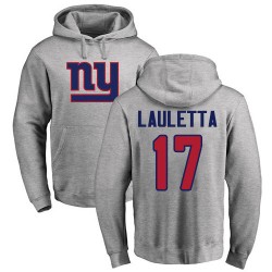 Kyle Lauletta Ash Name & Number Logo - #17 Football New York Giants Pullover Hoodie