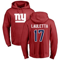 Kyle Lauletta Red Name & Number Logo - #17 Football New York Giants Pullover Hoodie