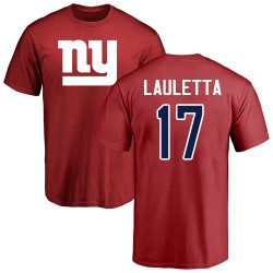 Kyle Lauletta Red Name & Number Logo - #17 Football New York Giants T-Shirt