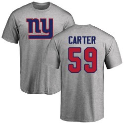 Lorenzo Carter Ash Name & Number Logo - #59 Football New York Giants T-Shirt
