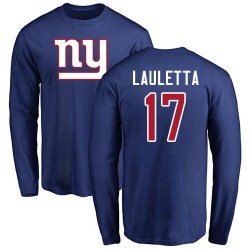 Kyle Lauletta Royal Blue Name & Number Logo - #17 Football New York Giants Long Sleeve T-Shirt