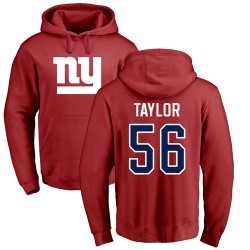 Lawrence Taylor Red Name & Number Logo - #56 Football New York Giants Pullover Hoodie