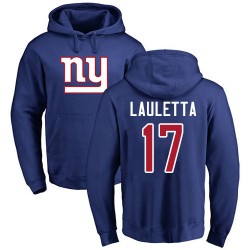 Kyle Lauletta Royal Blue Name & Number Logo - #17 Football New York Giants Pullover Hoodie
