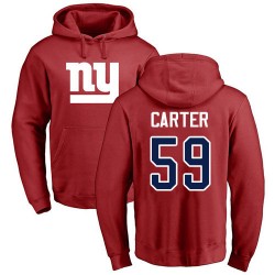 Lorenzo Carter Red Name & Number Logo - #59 Football New York Giants Pullover Hoodie