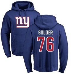 Nate Solder Royal Blue Name & Number Logo - #76 Football New York Giants Pullover Hoodie