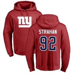 Michael Strahan Red Name & Number Logo - #92 Football New York Giants Pullover Hoodie