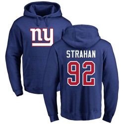 Michael Strahan Royal Blue Name & Number Logo - #92 Football New York Giants Pullover Hoodie