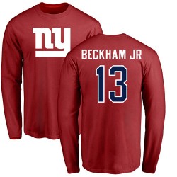Odell Beckham Jr Red Name & Number Logo - #13 Football New York Giants Long Sleeve T-Shirt