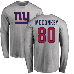 Phil McConkey Ash Name & Number Logo - #80 Football New York Giants Long Sleeve T-Shirt
