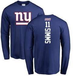 Phil Simms Royal Blue Backer - #11 Football New York Giants Long Sleeve T-Shirt
