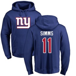 Phil Simms Royal Blue Name & Number Logo - #11 Football New York Giants Pullover Hoodie
