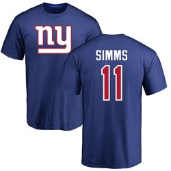 Phil Simms Royal Blue Name & Number Logo - #11 Football New York Giants T-Shirt