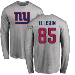 Rhett Ellison Ash Name & Number Logo - #85 Football New York Giants Long Sleeve T-Shirt