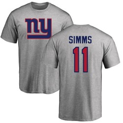 Phil Simms Ash Name & Number Logo - #11 Football New York Giants T-Shirt