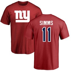 Phil Simms Red Name & Number Logo - #11 Football New York Giants T-Shirt