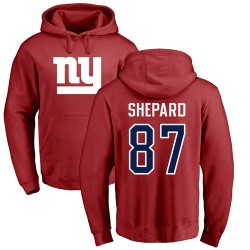 Sterling Shepard Red Name & Number Logo - #87 Football New York Giants Pullover Hoodie