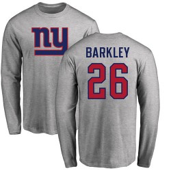 Saquon Barkley Ash Name & Number Logo - #26 Football New York Giants Long Sleeve T-Shirt