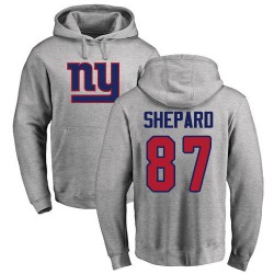 Sterling Shepard Ash Name & Number Logo - #87 Football New York Giants Pullover Hoodie