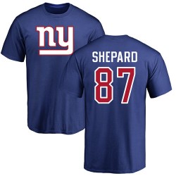 Sterling Shepard Royal Blue Name & Number Logo - #87 Football New York Giants T-Shirt